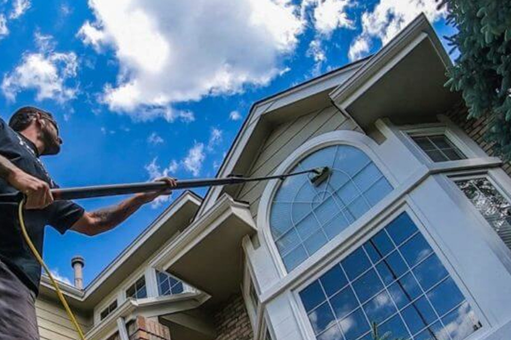 Residential and commercial window washing in Post Falls, Idaho, leaving windows streak-free and sparkling.