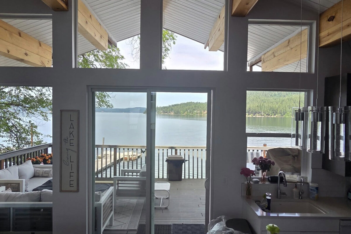 Window washing Bayview ID for a custom home in Bayview, ID, provided by Bullseye Wash Systems, ensuring streak-free windows for clear views.