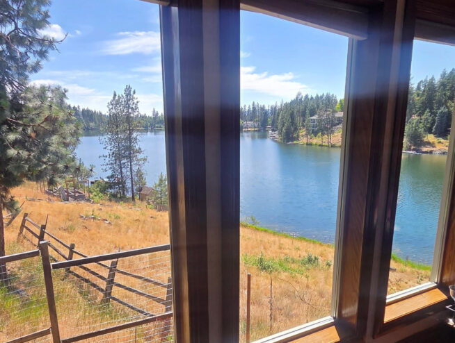 crystal clear residential window cleaning overlooking Avondale Lake in Hayden Idaho