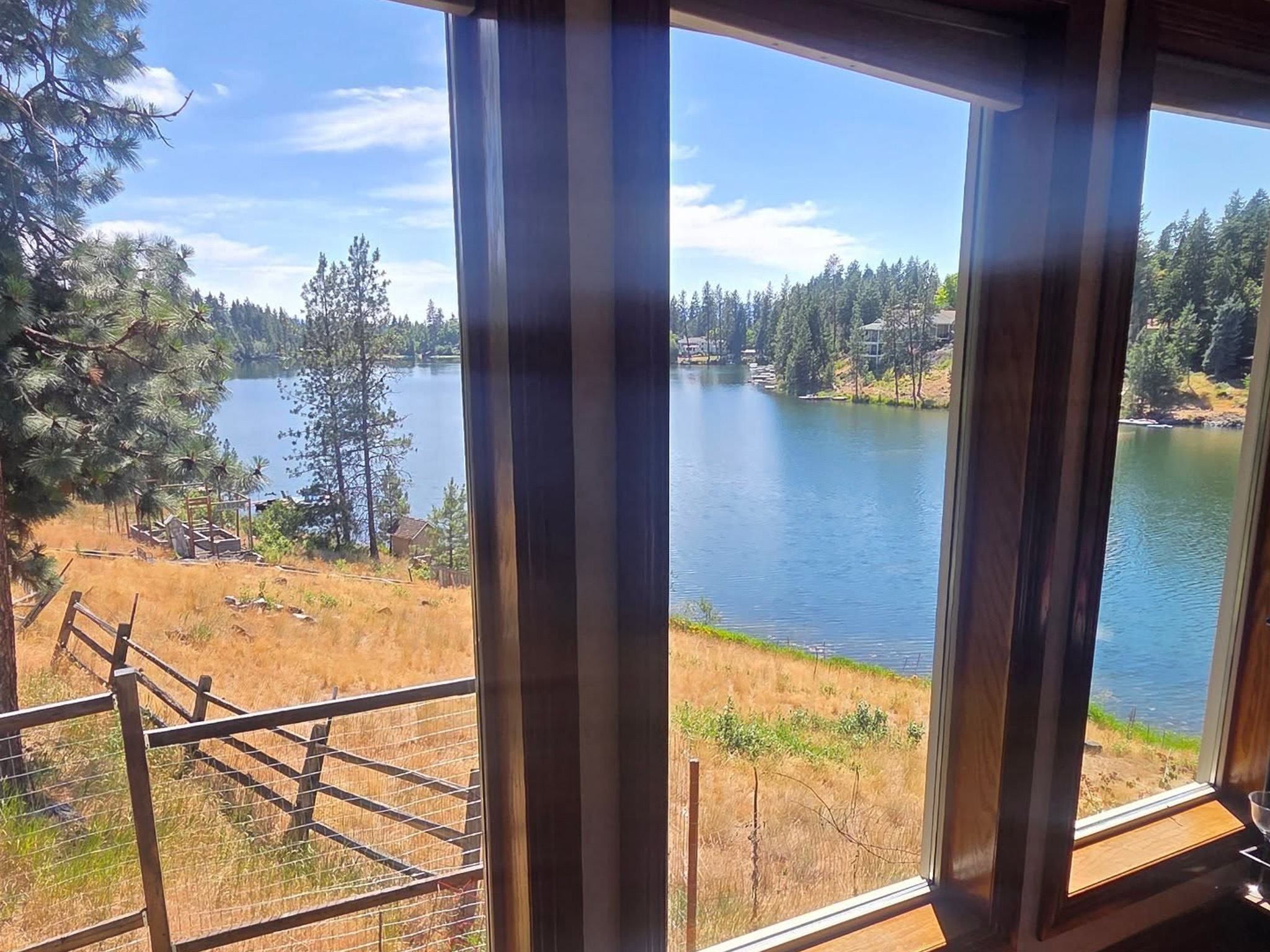 crystal clear residential window cleaning overlooking Avondale Lake in Hayden Idaho